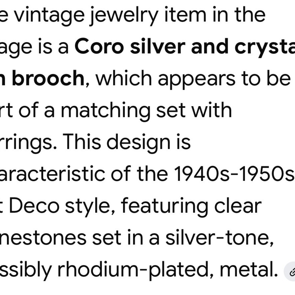 Coro Elegant Silver Crystal Fan Earrings and Matching Broach - Picture 7 of 9